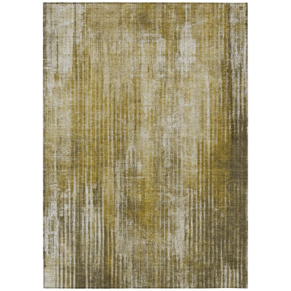 5' X 8' Brown Ivory And Taupe Striped Washable Indoor Outdoor Area Rug