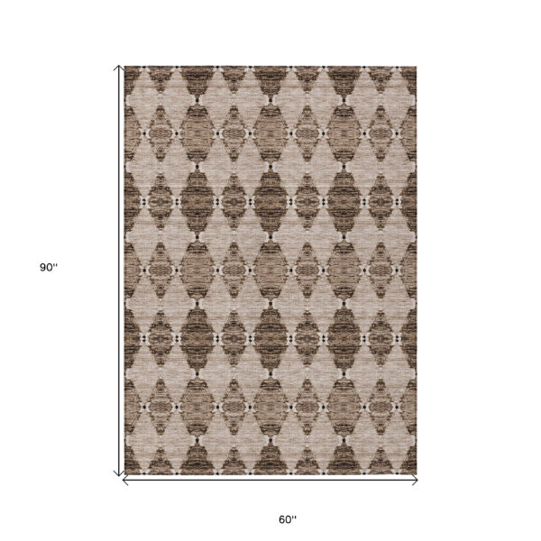 5' X 8' Brown And Chocolate Moroccan Washable Indoor Outdoor Area Rug