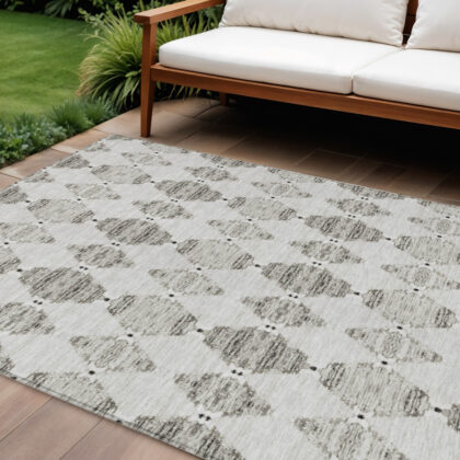 10' X 14' Taupe Beige And Coffee Moroccan Washable Indoor Outdoor Area Rug
