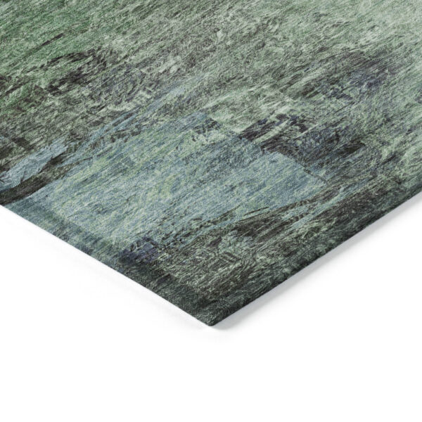 5' X 8' Green And Brown Abstract Washable Indoor Outdoor Area Rug