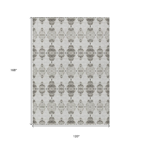10' X 14' Taupe Beige And Coffee Moroccan Washable Indoor Outdoor Area Rug