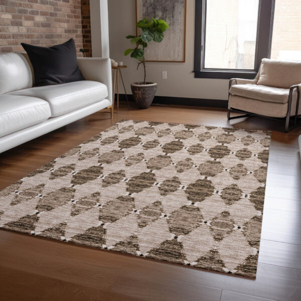 5' X 8' Brown And Chocolate Moroccan Washable Indoor Outdoor Area Rug