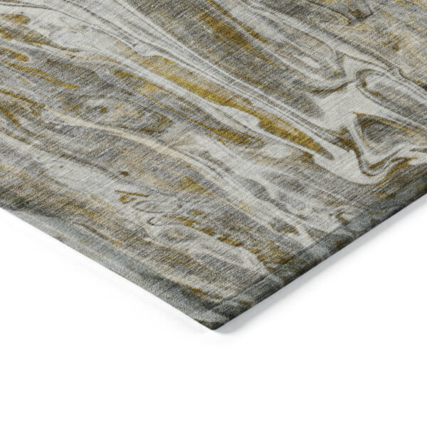 8' X 10' Brown Taupe And Gold Abstract Washable Indoor Outdoor Area Rug