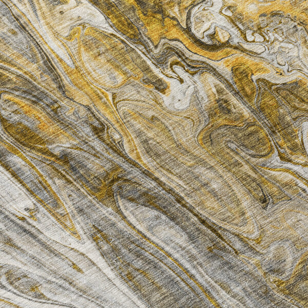 8' X 10' Brown Taupe And Gold Abstract Washable Indoor Outdoor Area Rug