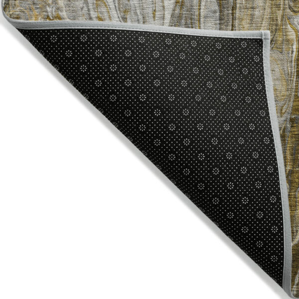 8' X 10' Brown Taupe And Gold Abstract Washable Indoor Outdoor Area Rug