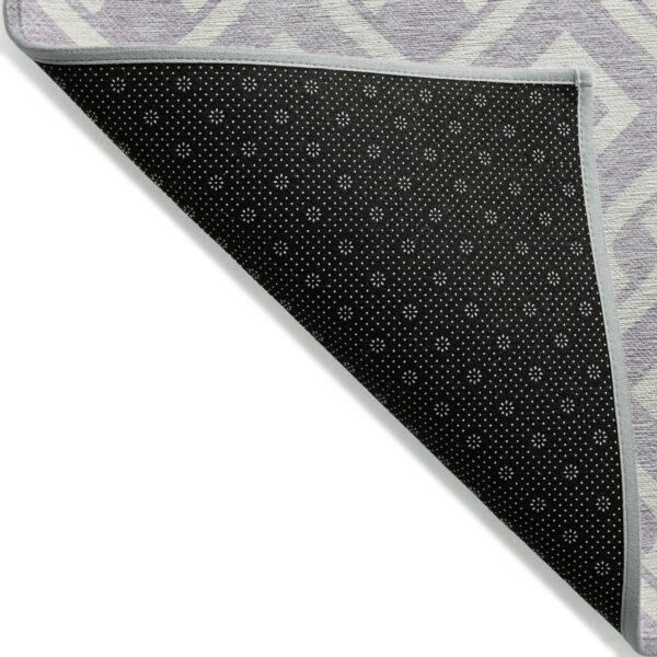 3' X 5' Lavender And Ivory Geometric Washable Indoor Outdoor Area Rug