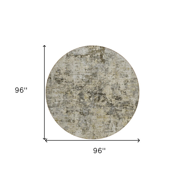8' Taupe Beige And Gray Round Abstract Washable Indoor Outdoor Area Rug