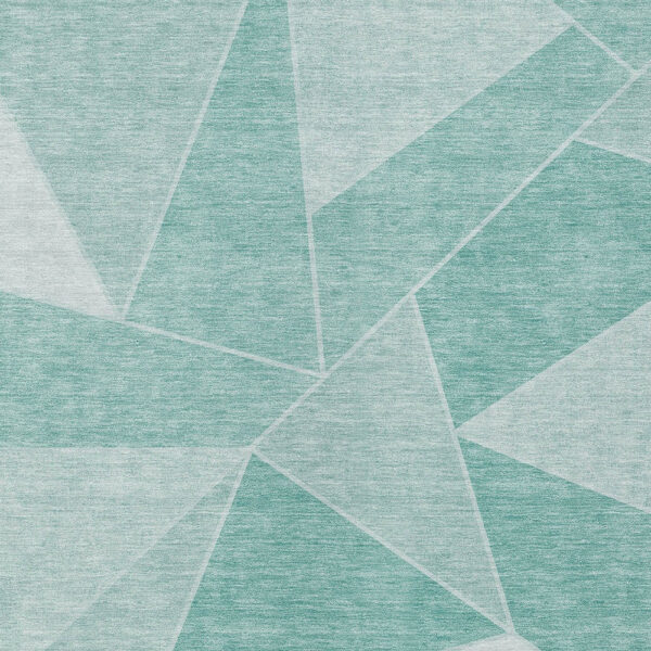 9' X 12' Green Mint Green And Aqua Geometric Washable Indoor Outdoor Area Rug