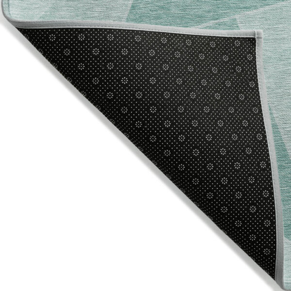 9' X 12' Green Mint Green And Aqua Geometric Washable Indoor Outdoor Area Rug