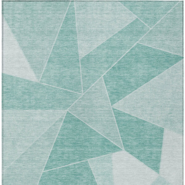 9' X 12' Green Mint Green And Aqua Geometric Washable Indoor Outdoor Area Rug