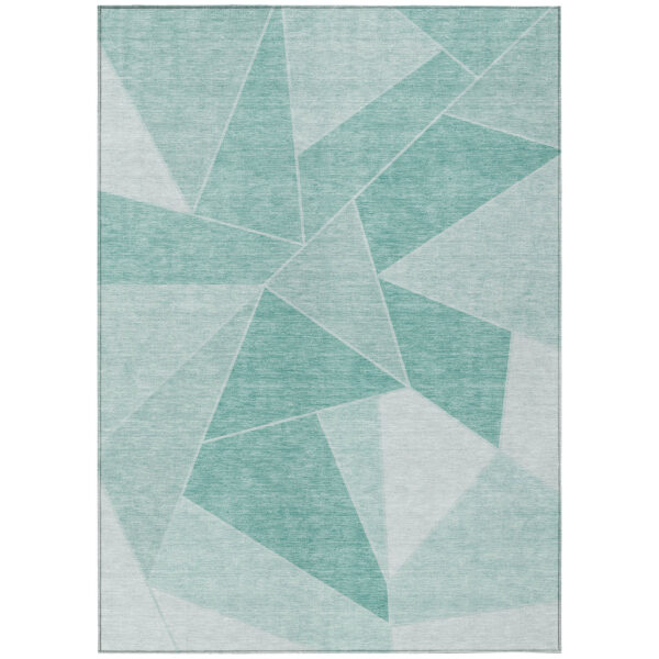 9' X 12' Green Mint Green And Aqua Geometric Washable Indoor Outdoor Area Rug