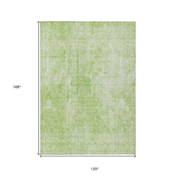 10' X 14' Green Abstract Washable Indoor Outdoor Area Rug
