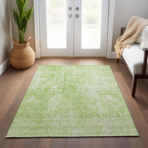 10' X 14' Green Abstract Washable Indoor Outdoor Area Rug
