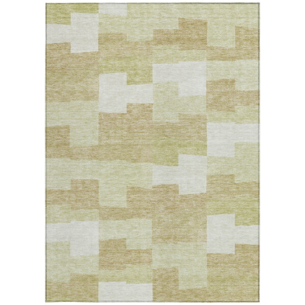 8' X 10' Beige Ivory And Brown Geometric Washable Indoor Outdoor Area Rug
