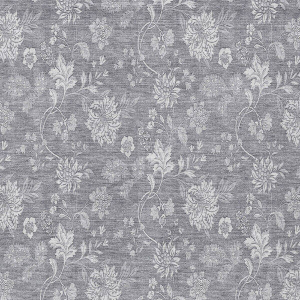 5' X 8' Gray Silver And Ivory Floral Washable Indoor Outdoor Area Rug
