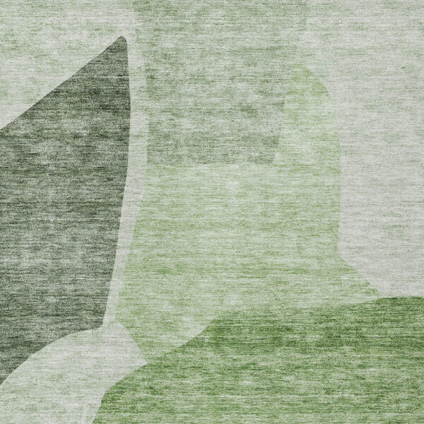 3' X 5' Olive Green And Fern Green Abstract Washable Indoor Outdoor Area Rug