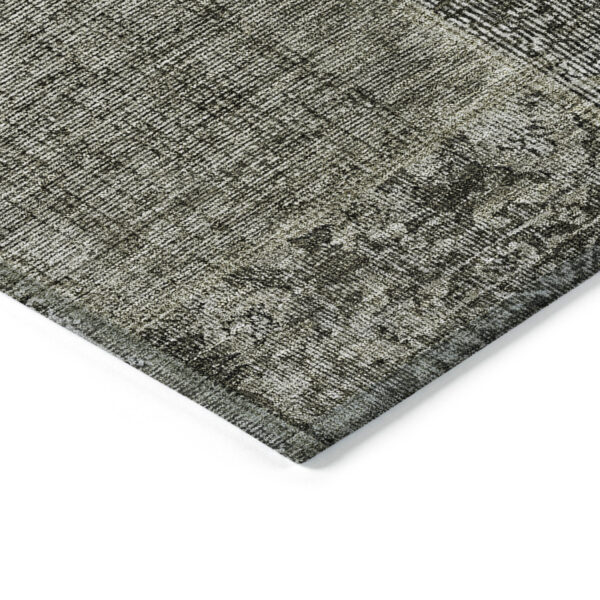 8' X 10' Taupe Brown And Charcoal Patchwork Washable Indoor Outdoor Area Rug