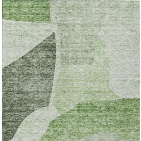 3' X 5' Olive Green And Fern Green Abstract Washable Indoor Outdoor Area Rug