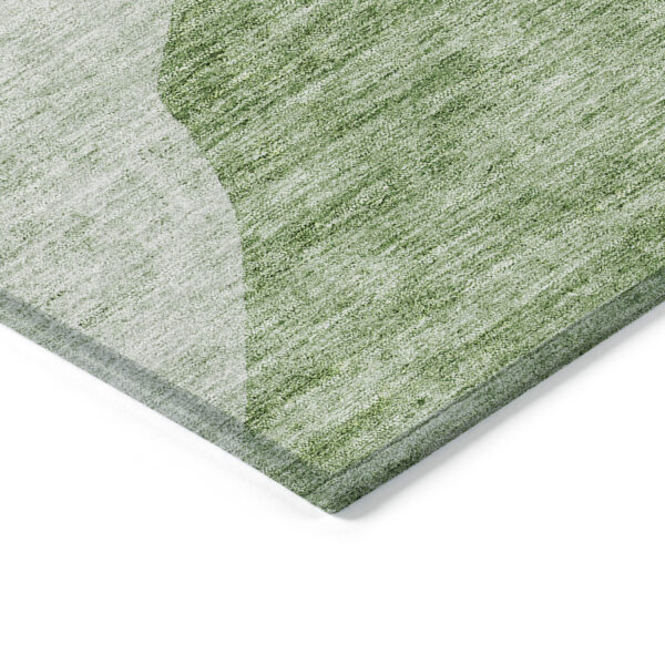 3' X 5' Olive Green And Fern Green Abstract Washable Indoor Outdoor Area Rug