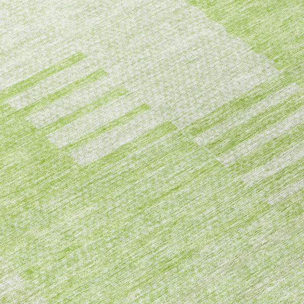 8' Artichoke Green And Mint Green Round Striped Washable Indoor Outdoor Area Rug
