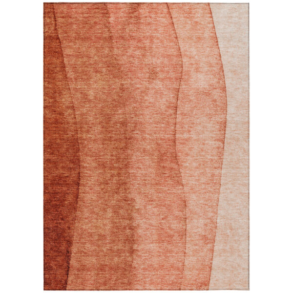 8' X 10' Red Copper And Terra Cotta Ombre Washable Indoor Outdoor Area Rug