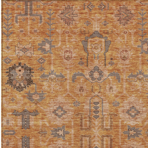 8' X 10' Terra Cotta Beige And Gray Oriental Washable Indoor Outdoor Area Rug