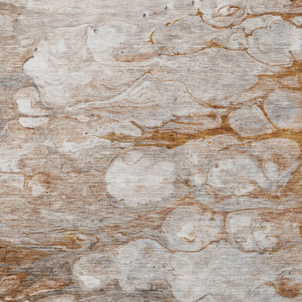 10' X 14' Terra Cotta Gray And Silver Abstract Washable Indoor Outdoor Area Rug