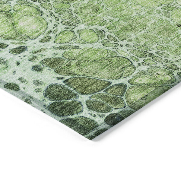 9' X 12' Green And Mint Green Abstract Washable Indoor Outdoor Area Rug