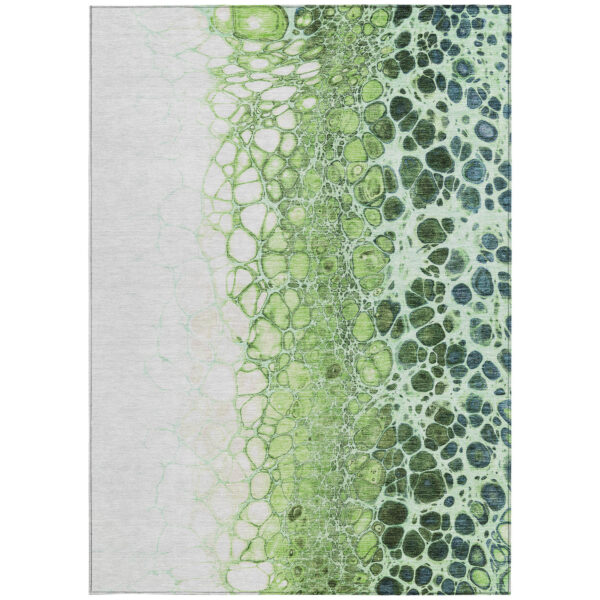 9' X 12' Green And Mint Green Abstract Washable Indoor Outdoor Area Rug