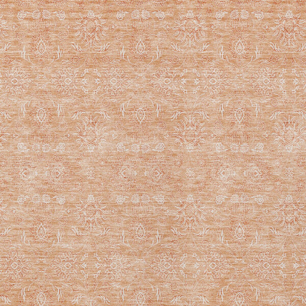 5' X 8' Peach And Ivory Floral Washable Indoor Outdoor Area Rug