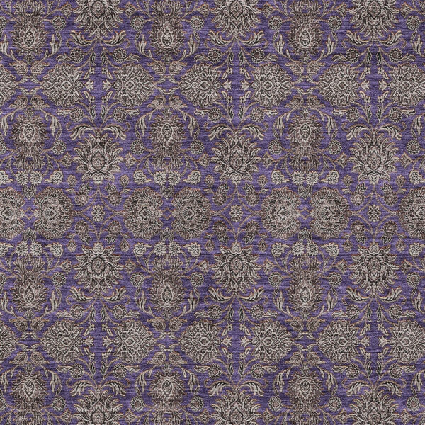 9' X 12' Purple Beige And Taupe Floral Washable Indoor Outdoor Area Rug