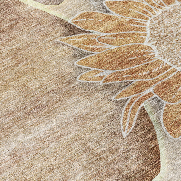 5' X 8' Brown Beige And Taupe Floral Washable Indoor Outdoor Area Rug