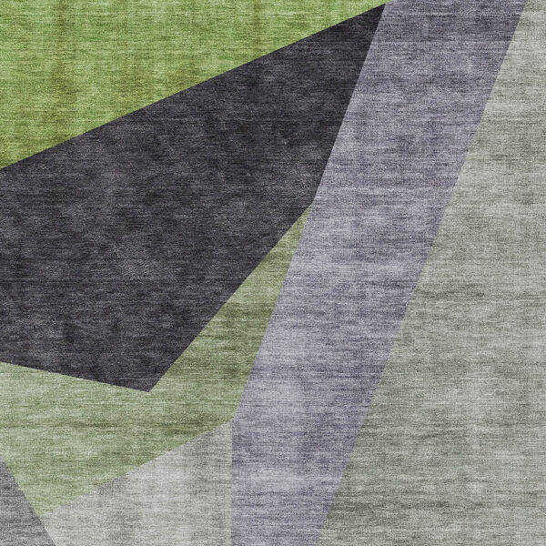 9' X 12' Sage Green And Charcoal Abstract Washable Indoor Outdoor Area Rug