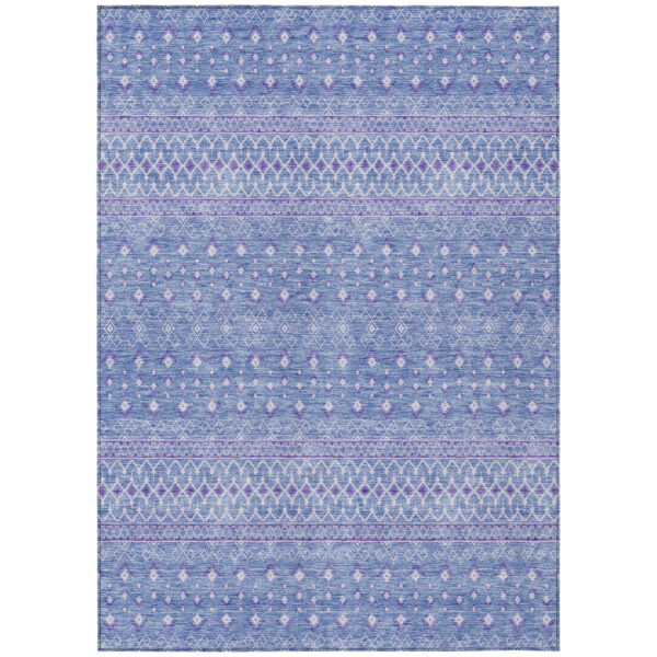10' X 14' Sky Blue Purple And Ivory Tribal Washable Indoor Outdoor Area Rug