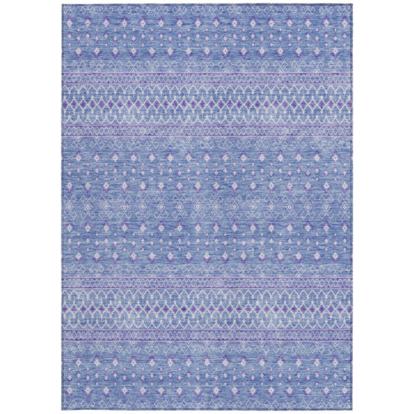 10' X 14' Sky Blue Purple And Ivory Tribal Washable Indoor Outdoor Area Rug