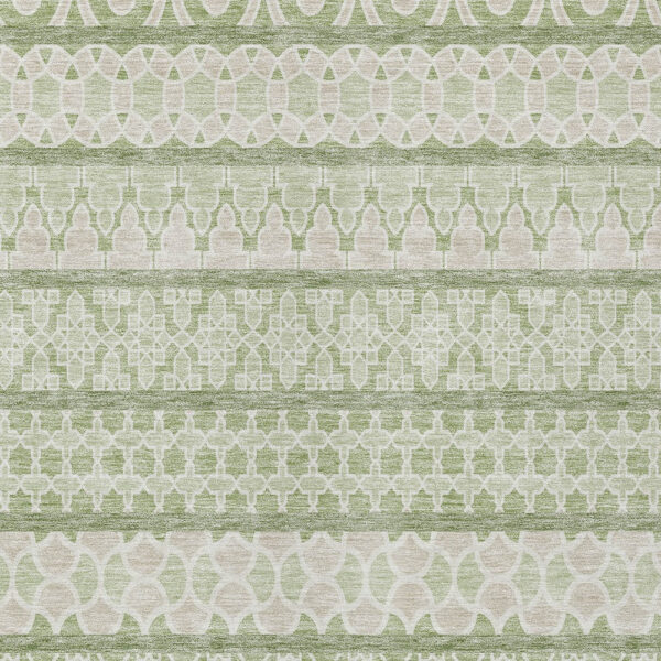 3' X 5' Artichoke Green And Ivory Quatrefoil Washable Indoor Outdoor Area Rug