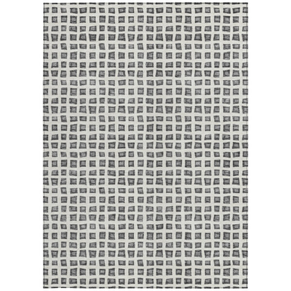 10' X 14' Gray Charcoal And Silver Geometric Washable Indoor Outdoor Area Rug