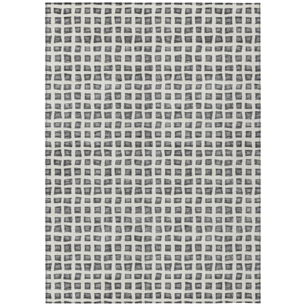 10' X 14' Gray Charcoal And Silver Geometric Washable Indoor Outdoor Area Rug