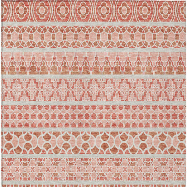 3' X 5' Salmon Beige And Copper Quatrefoil Washable Indoor Outdoor Area Rug