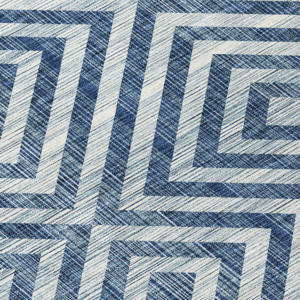 3' X 5' Navy Blue And Ivory Geometric Washable Indoor Outdoor Area Rug