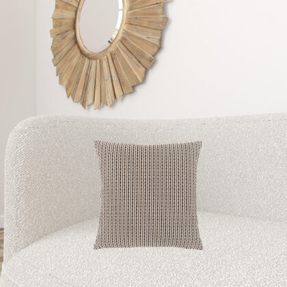 Set Of Two 18" X 18" Brown and White Polyester Striped Zippered Pillow