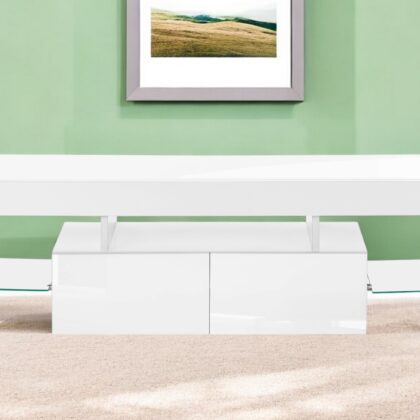 63" White Cabinet Enclosed Storage TV Stand