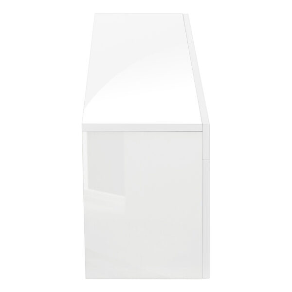 63" White Cabinet Enclosed Storage TV Stand