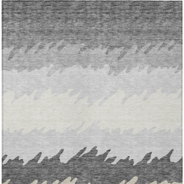5' X 8' Gray Silver And Charcoal Striped Washable Indoor Outdoor Area Rug