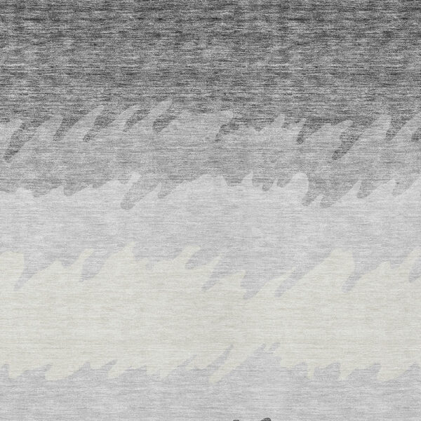 5' X 8' Gray Silver And Charcoal Striped Washable Indoor Outdoor Area Rug