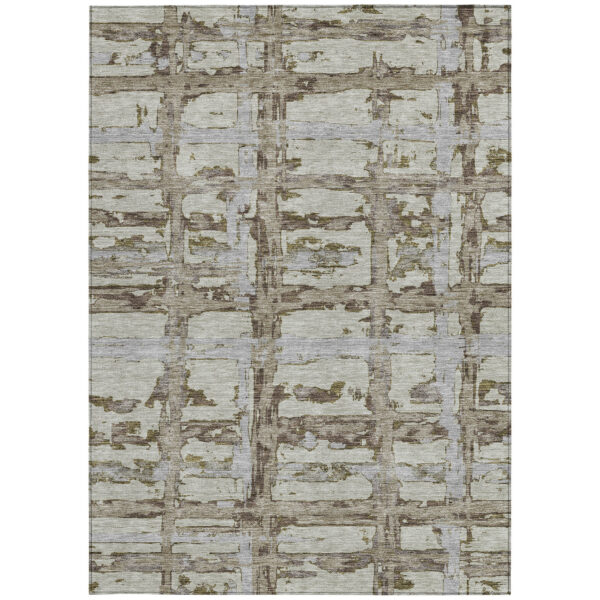 3' X 5' Taupe Gray And Brown Striped Washable Indoor Outdoor Area Rug