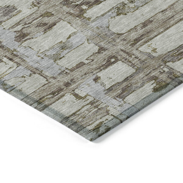 3' X 5' Taupe Gray And Brown Striped Washable Indoor Outdoor Area Rug