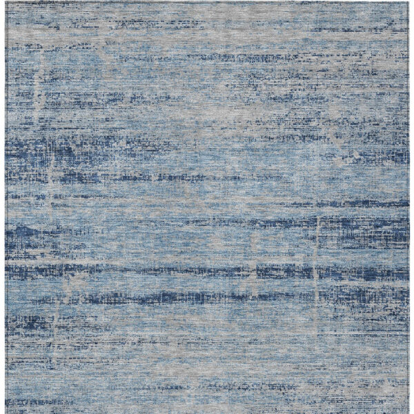 9' X 12' Sky Blue And Navy Blue Abstract Washable Indoor Outdoor Area Rug