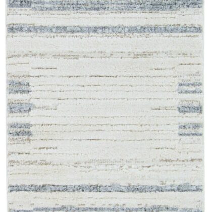 94 X 130 Ivory  Grey Polyester Rug