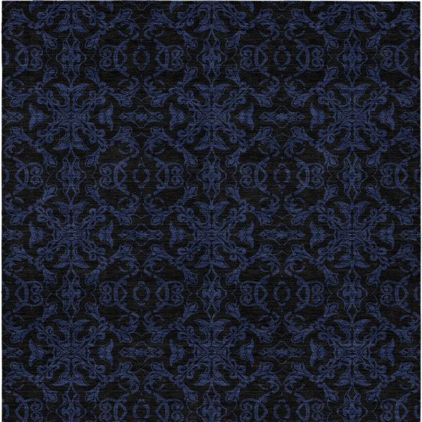 10' X 14' Blue And Navy Blue Medallion Washable Indoor Outdoor Area Rug